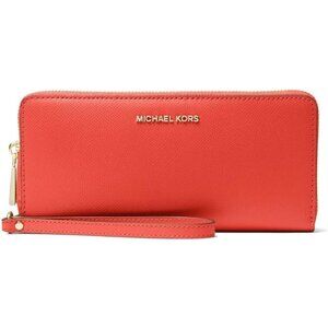 Michael Kors Women Spiced Coral Saffiano Leather Travel Continental Wallet